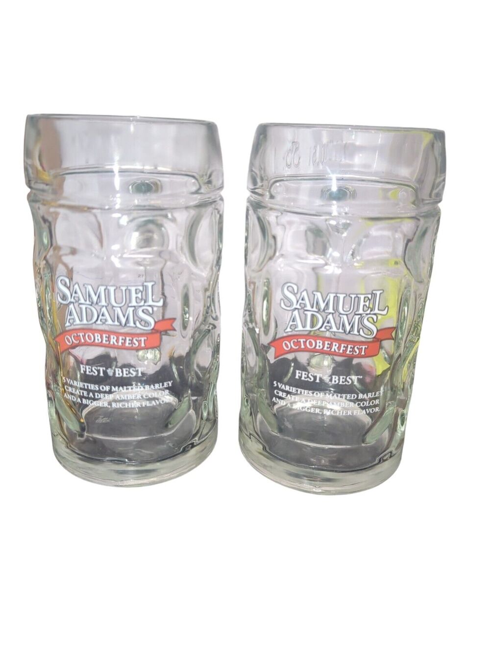 2 Lot Samuel Adams Octoberfest “Fest with the Best” Glass Beer Mugs Glasses CUPS